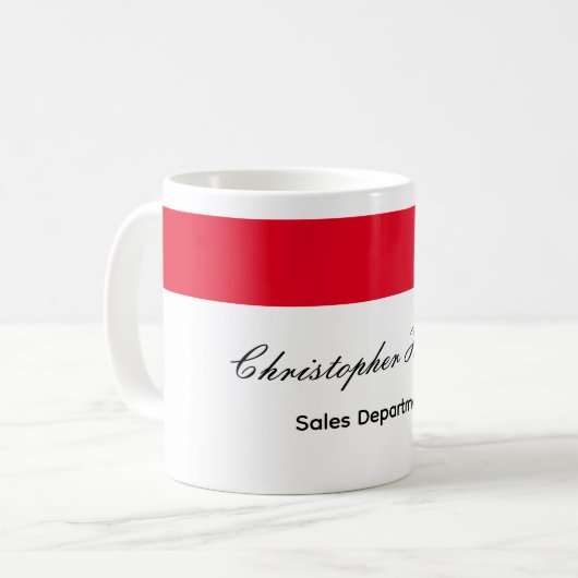 Professioneel Eenvoudig Gewoon Rood Wit Koffiemok (Voorkant links)