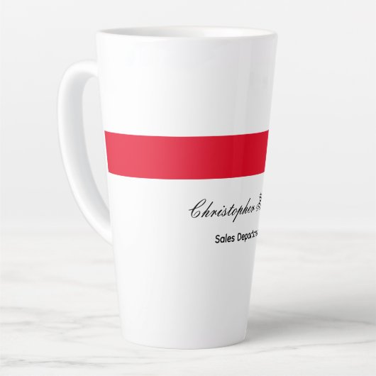 Professioneel Eenvoudig Gewoon Rood Wit Latte Mok (Linkerhoek)