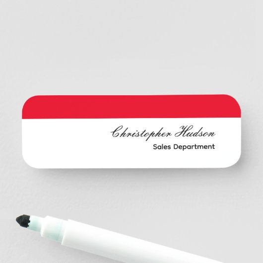 Professioneel Eenvoudig Gewoon Rood Wit Naamplaatje (In situ)