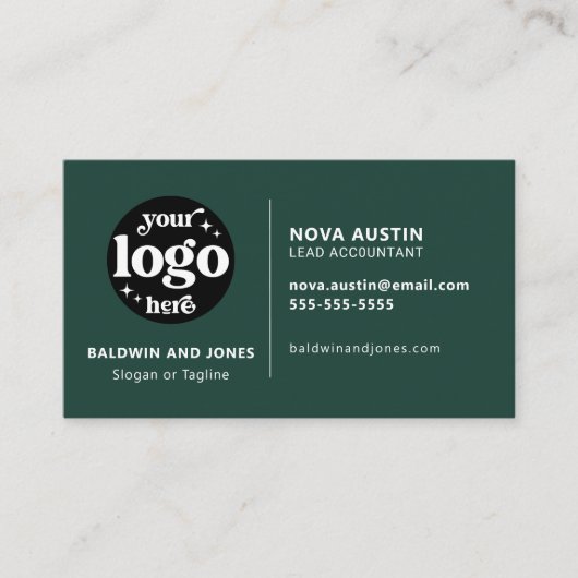 Professioneel eenvoudig groen modern design met Lo Visitekaartje (Voorkant)