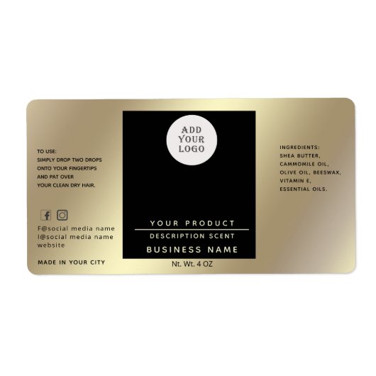 Professioneel, eenvoudig logo goudproduct etiket (Voorkant)