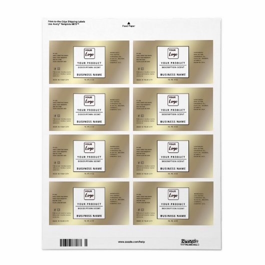 Professioneel, eenvoudig logo goudproduct etiket (Full Sheet)