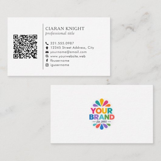 Professioneel Eenvoudig Logo QR Code Visitekaartje (Voorkant / Achterkant)