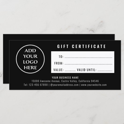 Professioneel Eenvoudig Logo Winkel Gift Certifica (Voorkant / Achterkant)