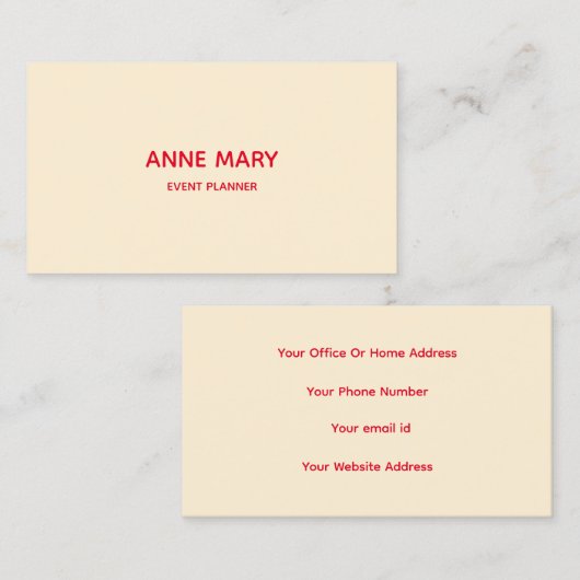 Professioneel Eenvoudig Minimaal Oranje Ivoor Off  Visitekaartje (Voorkant / Achterkant)