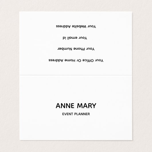 Professioneel Eenvoudig Minimaal Zwart Wit Modern Visitekaartje (Buitenkant ongevouwen)