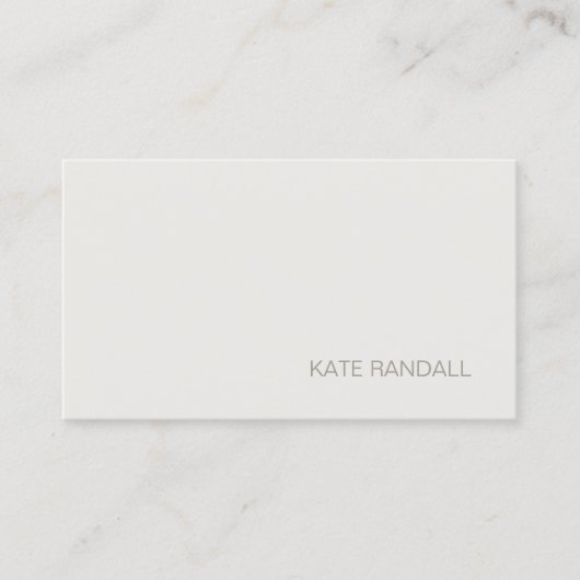 Professioneel Eenvoudig Minimalistisch Beige Wit Visitekaartje (Voorkant)