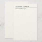 Professioneel eenvoudig minimalistisch modern naam briefpapier (Voorkant / Achterkant)