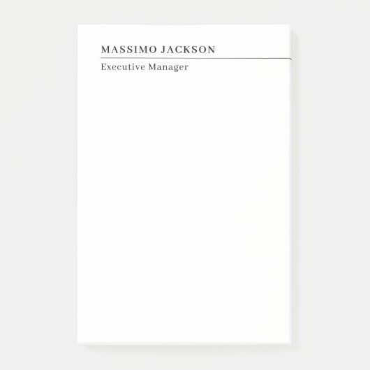 Professioneel eenvoudig minimalistisch modern naam post-it® notes (Voorkant)