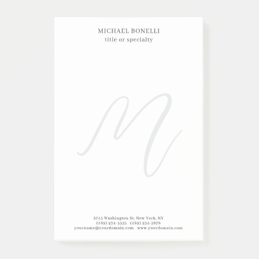 Professioneel Eenvoudig Modern Minimalistisch Mono Post-it® Notes (Voorkant)