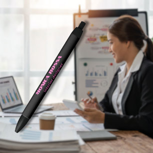 Professioneel Eenvoudig Modern Neon Roze Zwart Zwarte Inkt Pen