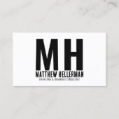 Professioneel Eenvoudig Modern Zwart Wit Monogram Visitekaartje (Voorkant)