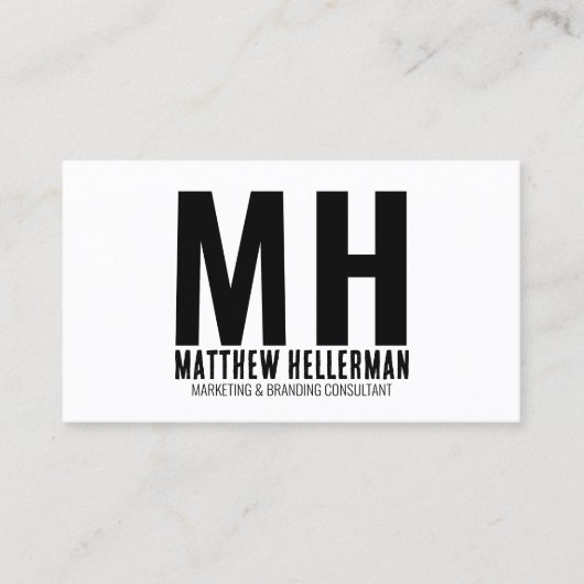 Professioneel Eenvoudig Modern Zwart Wit Monogram Visitekaartje (Voorkant)