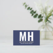 Professioneel Eenvoudig Navy Blauwe Monogram Visitekaartje (Staand voorkant)