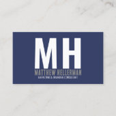 Professioneel Eenvoudig Navy Blauwe Monogram Visitekaartje (Voorkant)