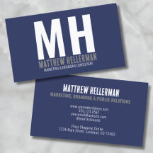 Professioneel Eenvoudig Navy Blauwe Monogram