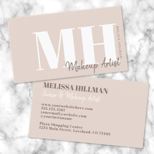 Professioneel Eenvoudig Neutraal Beige Monogram Visitekaartje