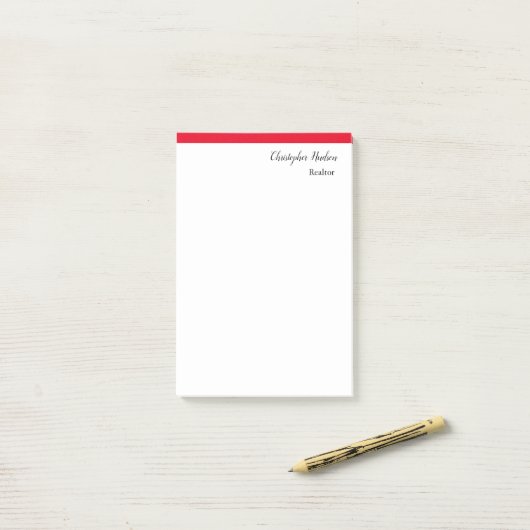 Professioneel Eenvoudig Onroerend goed Rood Wit Post-it® Notes (Op bureau)