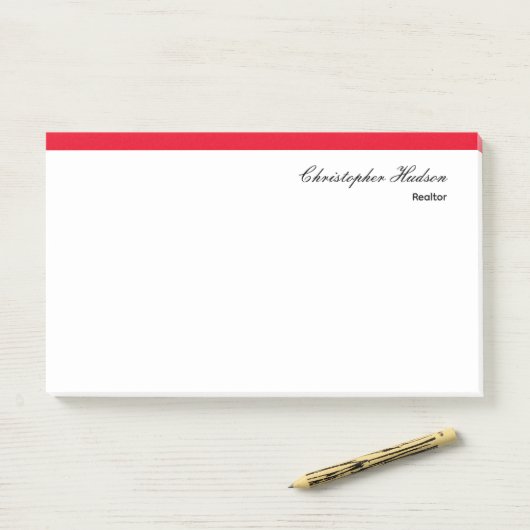 Professioneel Eenvoudig Onroerend goed Rood Wit Post-it® Notes (Op bureau)