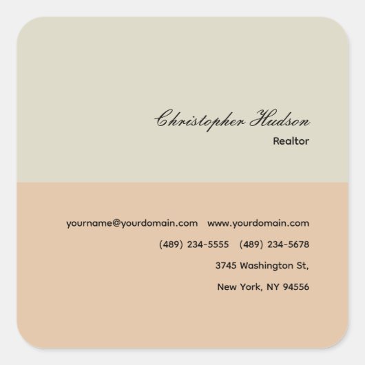 Professioneel Eenvoudig Onroerend goed Vierkante Sticker (Voorkant)