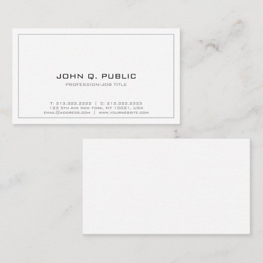 Professioneel eenvoudig ontwerp minimalistisch wit visitekaartje (Voorkant / Achterkant)