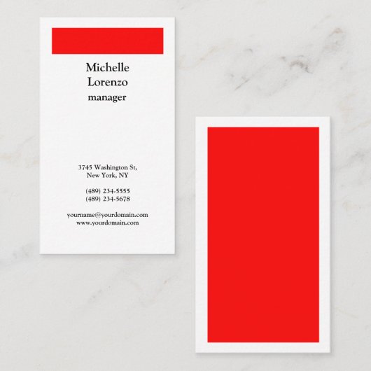 Professioneel, eenvoudig rood en wit visitekaartje (Voorkant / Achterkant)