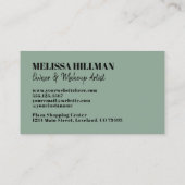 Professioneel Eenvoudig Sage Groen Monogram Visitekaartje (Achterkant)