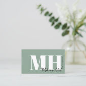 Professioneel Eenvoudig Saliegroen Monogram Visitekaartje (Staand voorkant)