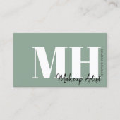 Professioneel Eenvoudig Saliegroen Monogram Visitekaartje (Voorkant)