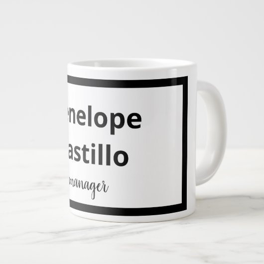 Professioneel, eenvoudig, stijlvol, zwart en wit grote koffiekop (Voorkant rechts)