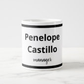 Professioneel, eenvoudig, stijlvol, zwart en wit grote koffiekop (Voorkant)