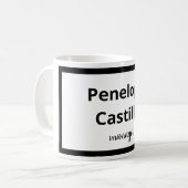 Professioneel, eenvoudig, stijlvol, zwart en wit koffiemok (Voorkant links)