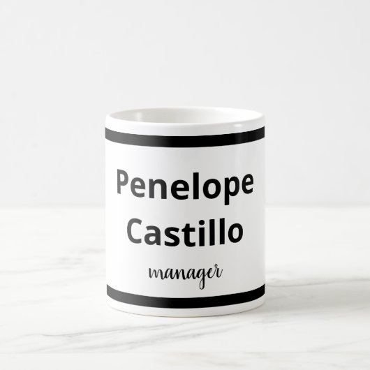 Professioneel, eenvoudig, stijlvol, zwart en wit koffiemok (Center)