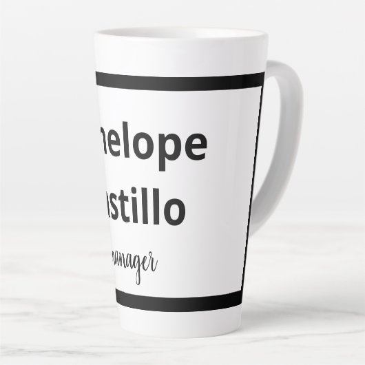 Professioneel, eenvoudig, stijlvol, zwart en wit latte mok (Rechterhoek)