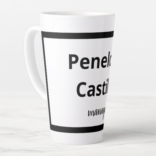 Professioneel, eenvoudig, stijlvol, zwart en wit latte mok (Linkerhoek)