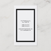 Professioneel, eenvoudig, stijlvol, zwart en wit visitekaartje (Achterkant)