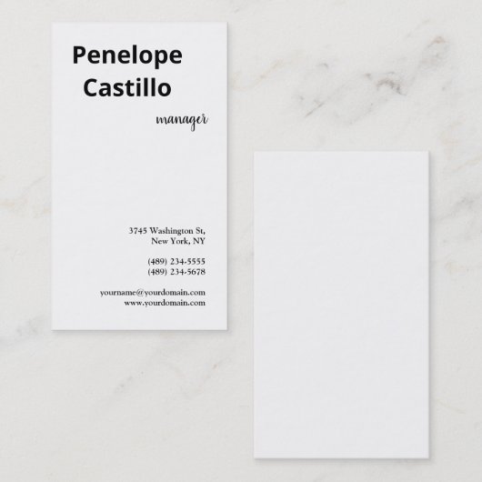 Professioneel, eenvoudig, stijlvol, zwart en wit visitekaartje (Voorkant / Achterkant)