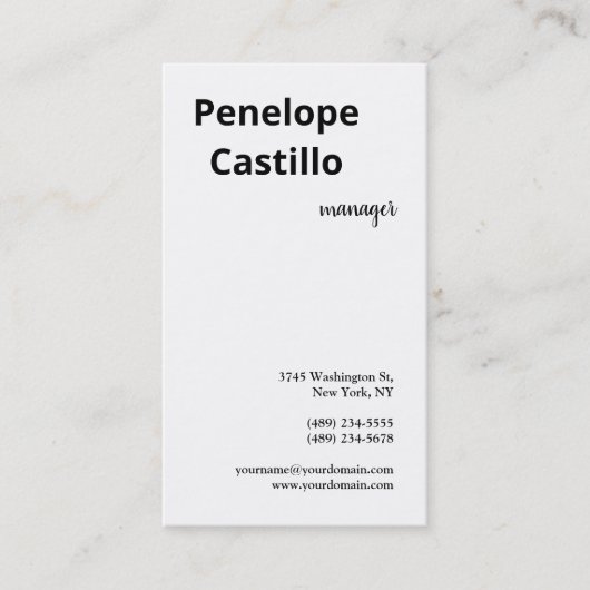 Professioneel, eenvoudig, stijlvol, zwart en wit visitekaartje (Voorkant)