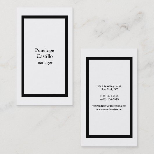 Professioneel, eenvoudig, stijlvol, zwart en wit visitekaartje (Voorkant / Achterkant)
