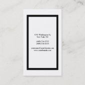 Professioneel, eenvoudig, stijlvol, zwart en wit visitekaartje (Achterkant)