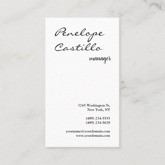 Professioneel, eenvoudig, stijlvol, zwart en wit visitekaartje (Voorkant)