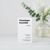 Professioneel, eenvoudig, stijlvol, zwart en wit visitekaartje (Staand voorkant)