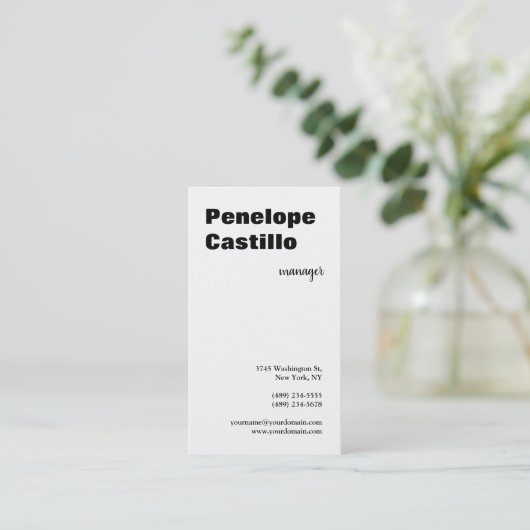 Professioneel, eenvoudig, stijlvol, zwart en wit visitekaartje (Staand voorkant)