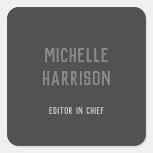 Professioneel, eenvoudig stijlvol zwart grijs vierkante sticker