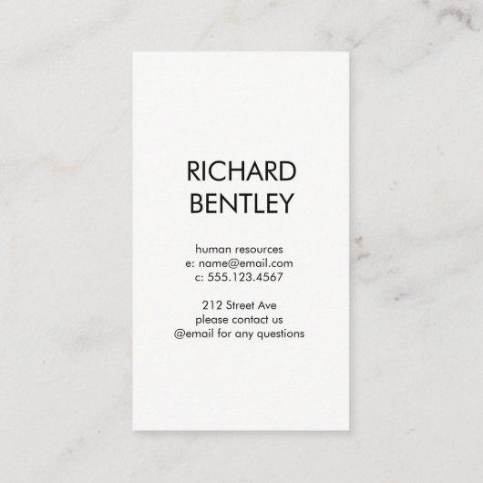 Professioneel Eenvoudig Visitekaartje (Achterkant)