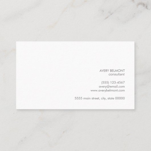 Professioneel, eenvoudig wit minimalistisch visitekaartje (Achterkant)