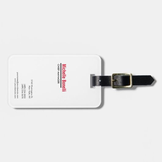 Professioneel, eenvoudig wit, modern bagagelabel (Voorkant horizontaal)