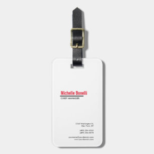 Professioneel, eenvoudig wit, modern bagagelabel