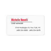 Professioneel, eenvoudig wit, modern etiket (Voorkant)