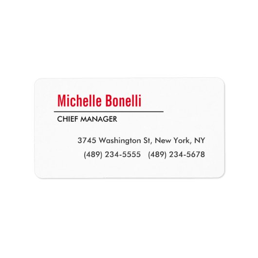 Professioneel, eenvoudig wit, modern etiket (Voorkant)